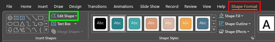Edit Shape button in PowerPoint 365 for Windows