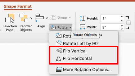 Flip options in PowerPoint 365 for Mac