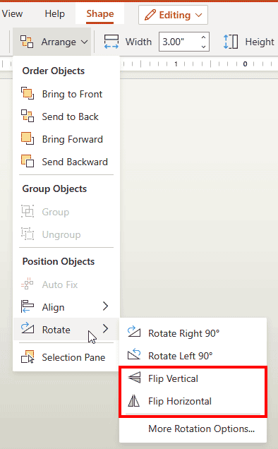 Flip options in PowerPoint for the Web