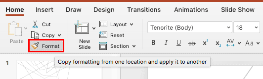 Format Painter in PowerPoint 365 for Mac