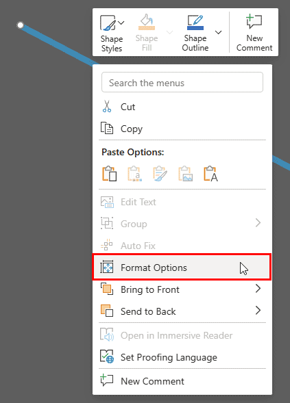 Right-click and choose Format Options