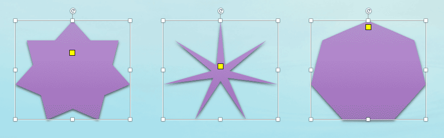 A 7-pointed star gets more pronounced and blurred in PowerPoint 365 for Mac