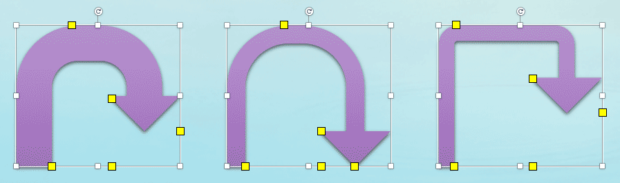 A U-turn Arrow with a modified curve and arrowhead in PowerPoint 365 for Mac