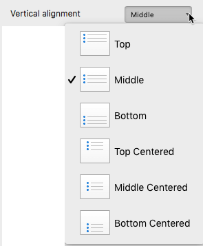 Vertical alignment drop-down list