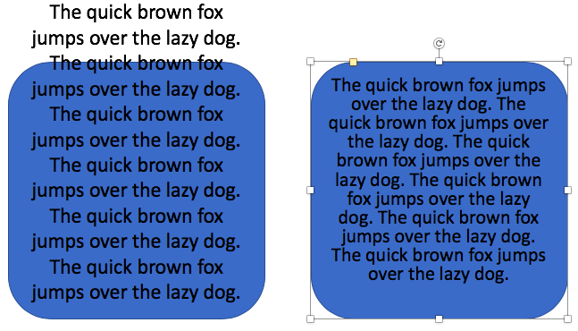 Text within the shape with Do not Autofit option and Shrink text on overflow option