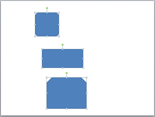 Shapes placed for vertical alignment on the slide