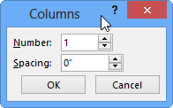 Columns dialog box