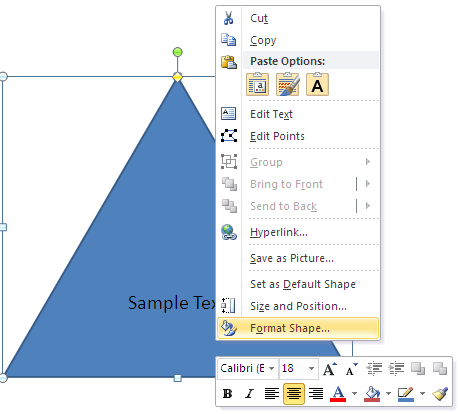 Format Shape option Format Shape option