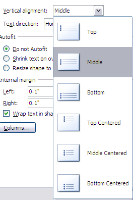 Alignment options Alignment options