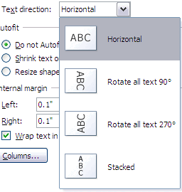 Text direction options