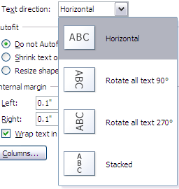 Text direction options Text direction options