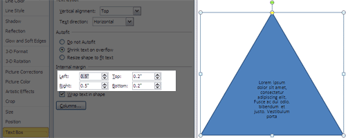 Changes in the internal margin values Changes in the internal margin values