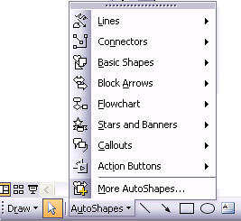 Access AutoShapes from the Drawing toolbar