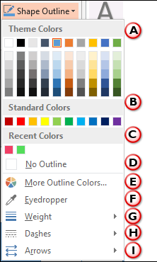 Shape Outline drop-down gallery