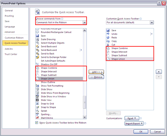 merge shapes in powerpoint 2010 not available