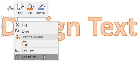 Edit Points option to be selected Edit Points option to be selected