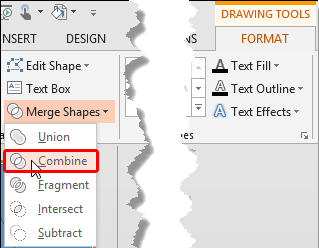 Shape Combine option selected for triangle and rectangle shapes 