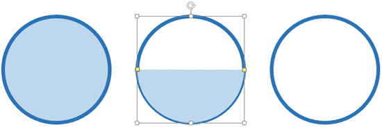 Paste semi-circle on the second circle