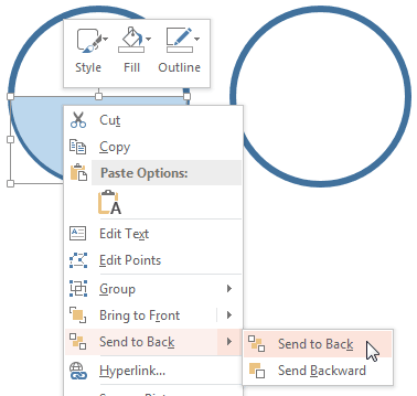 Send the semi-circle backward