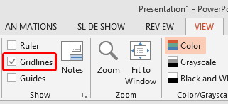 Gridlines check-box Gridlines check-box