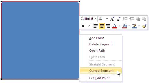 Curved Segment option selected