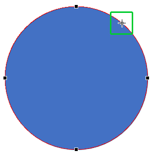 Cursor placed over the outline (curved segment)