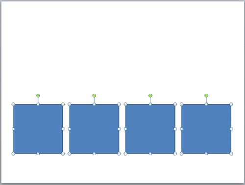 Shapes distributed equally, horizontally