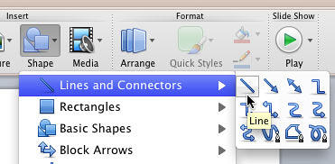 Lines and Connectors category within the Shape gallery Lines and Connectors category within the Shape gallery