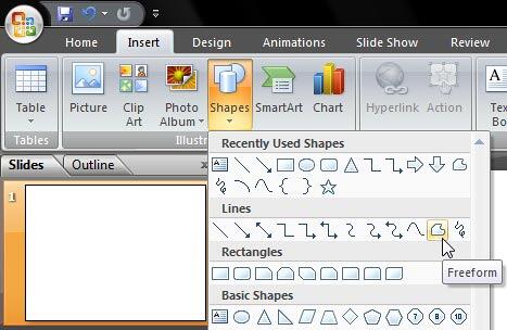 Drawing Freeform Lines in PowerPoint 2007 for Windows