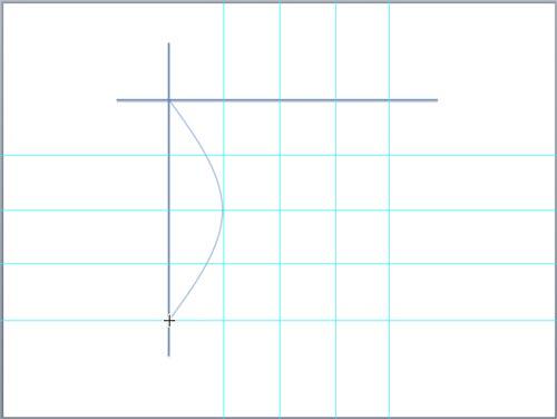 First arc of the hyperbola drawn