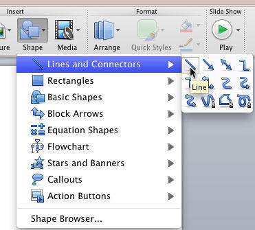 Line shape selected