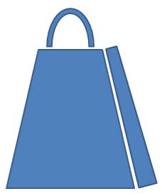 Handle placed on top of the shopping bag