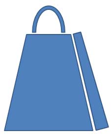 Handle placed on top of the shopping bag Handle placed on top of the shopping bag