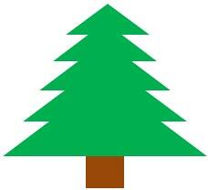 Conifer tree drawn using rectangle and triangle shapes