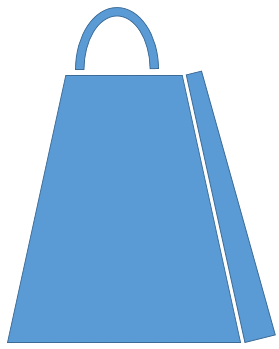 Handle placed on top of the shopping bag