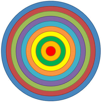 Target created using multiple circle shapes in PowerPoint 2010