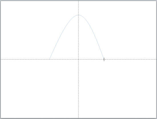 Place the cursor on the horizontal guide to create the endpoint of your parabola