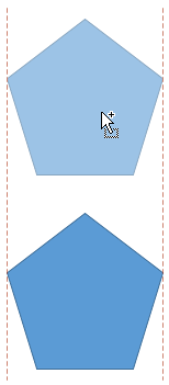 Shape copied exactly upwards at 90° (perpendicular to the original)