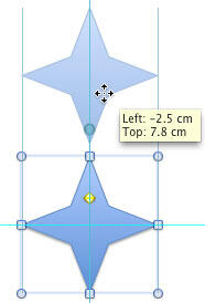 Shape copied exactly upwards at 90° (perpendicular to the original)