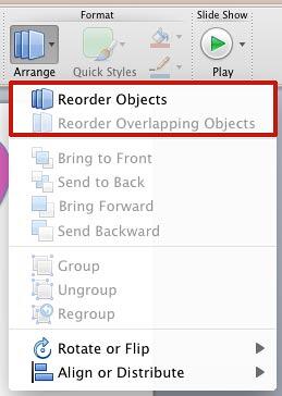 Reorder options within the Arrange gallery