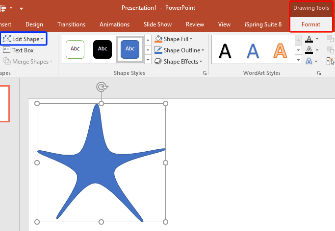 Drawing Tools Format tab of the Ribbon