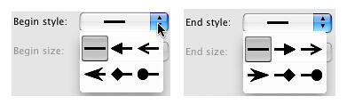 Begin and End arrowhead styles Begin and End arrowhead styles