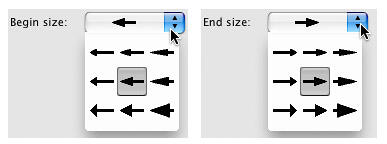 Begin and End arrowhead size options Begin and End arrowhead size options