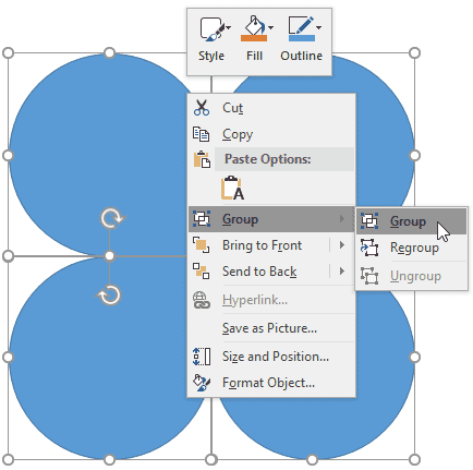 Grouping shapes