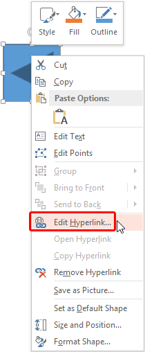 Edit Hyperlink option selected