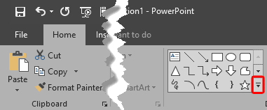 Access the Shapes gallery from the Home tab