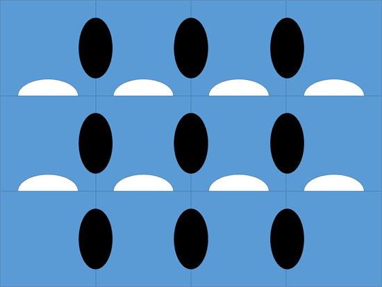 Result of Oval shapes subtracted from Square shapes