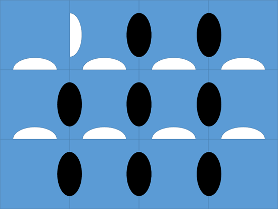 Oval shape subtracted from Square shape
