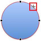 Cursor placed on the outline of the circle