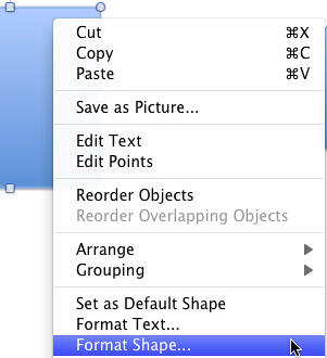 Format Shape option selected Format Shape option selected